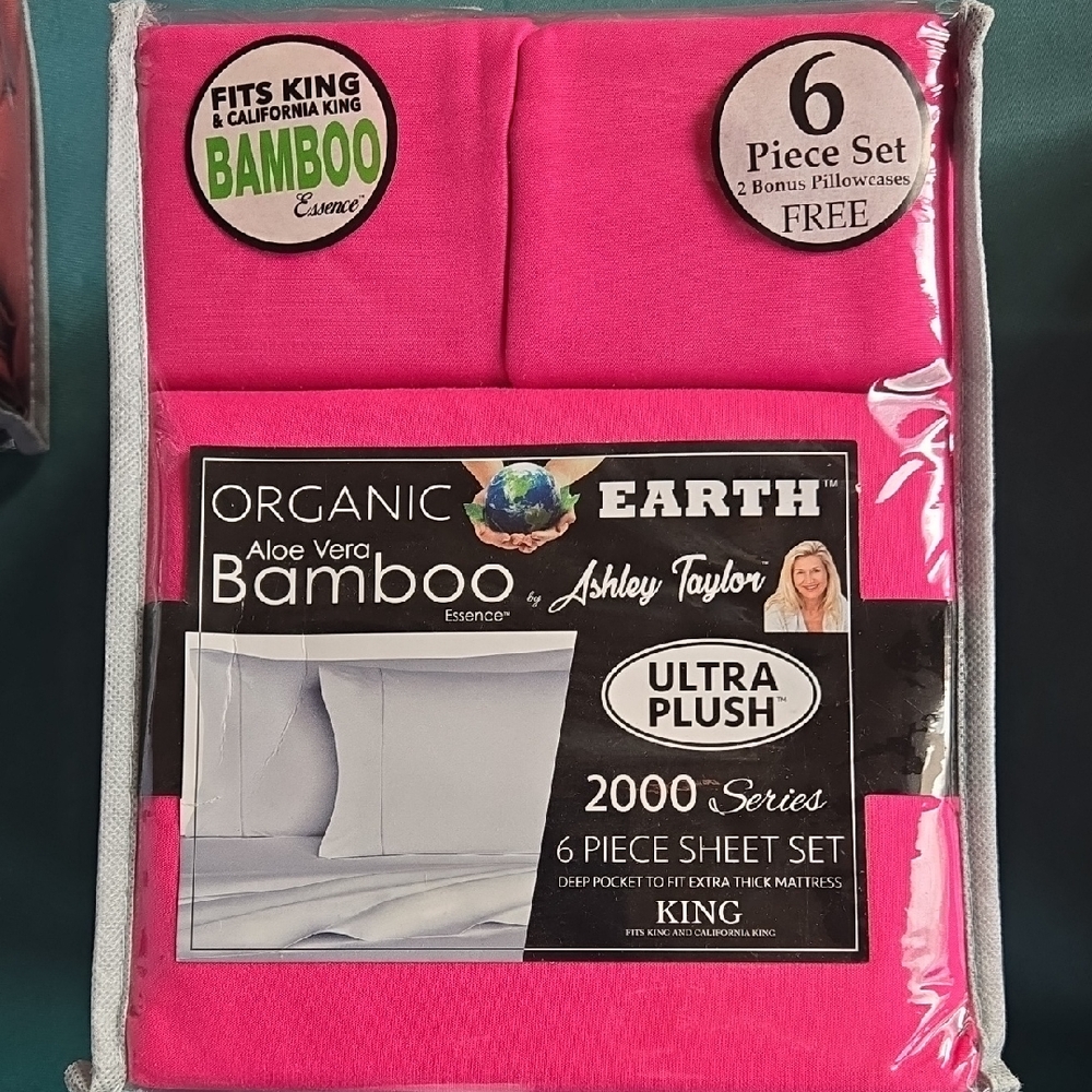 Ashley Taylor Hot Pink Bamboo King Sheet Set